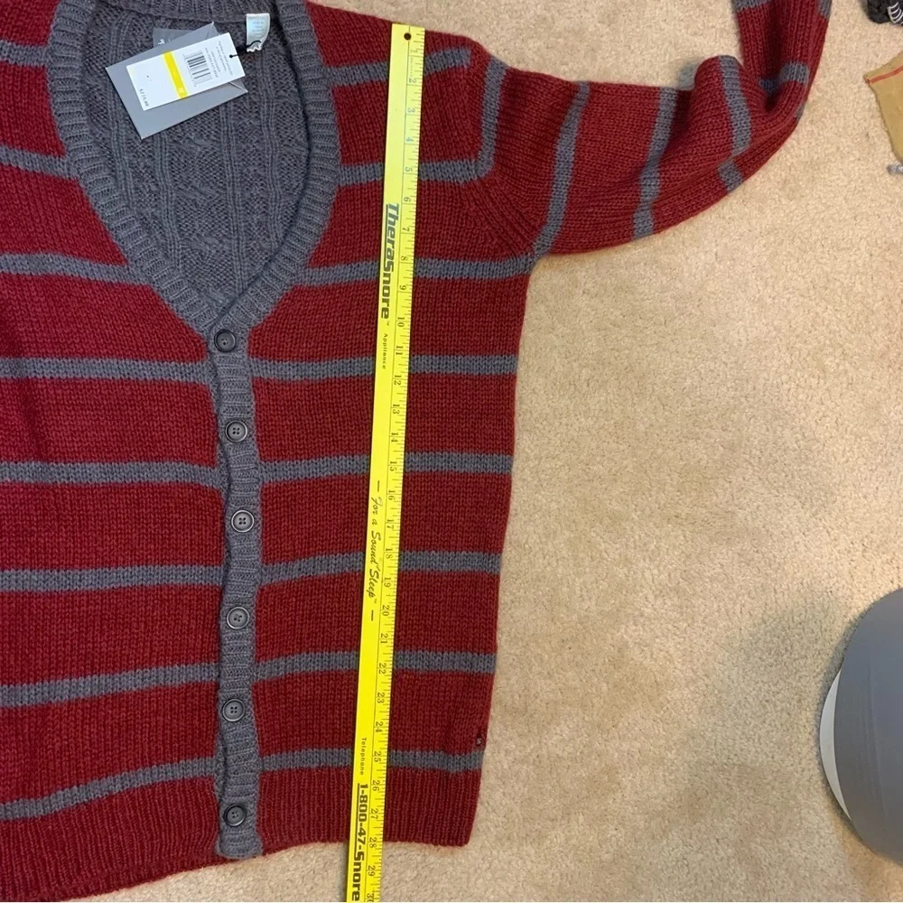Richard Chai for Original Penguin Mens Chunky Knit Stripe Cardigan-M